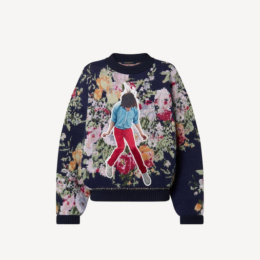 DAVID SIMS FLOWER JACQUARD SWEATER